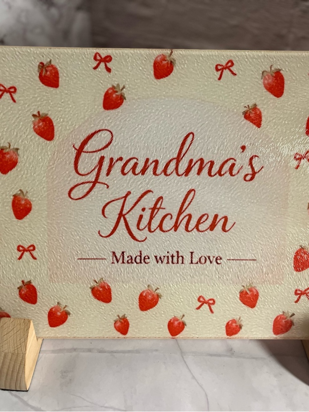Grandma's Kitchen Made with Love Decorative Sign -Cutting Board- Strawberries